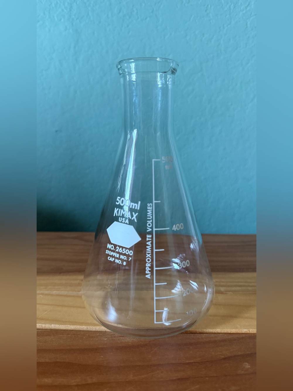 KIMAX USA 500ml Erlenmeyer Flask No. 26500 Laboratory Glassware